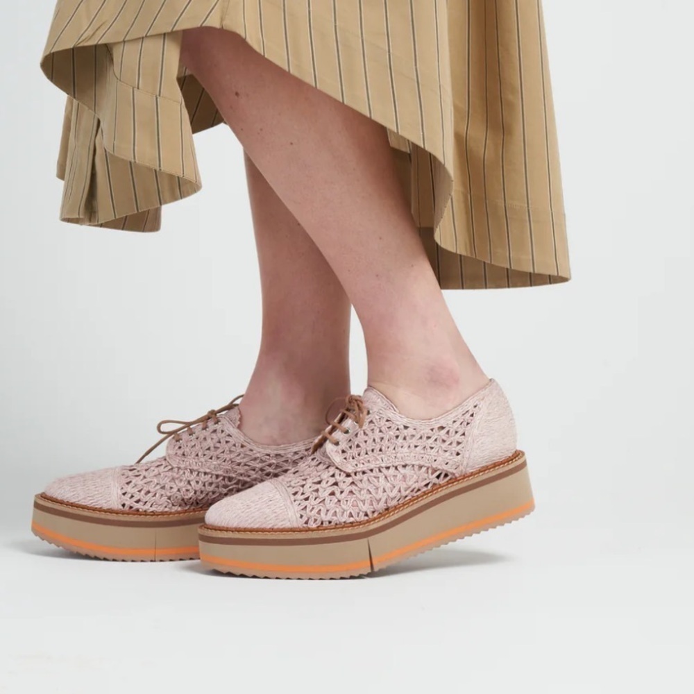 Clergerie Borril raffia platforms pale pink